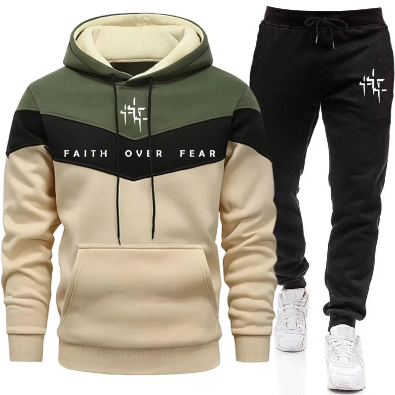 Winter Clothing For Men - Faith Over Fear 남성용 트랙수트 후드
