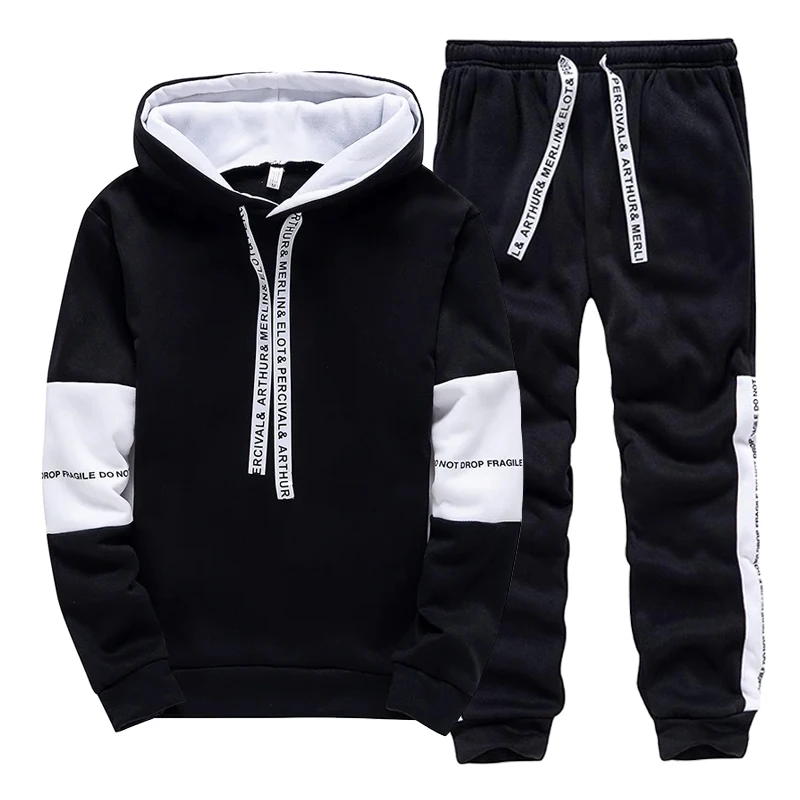 Winter Clothing Outdoor - 블랙 화이트 남성 운동복 패션 캐주얼