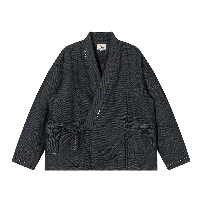 Traditional Winter Japanese Clothing - 겨울 일본 스타일 블루 기모노 재킷