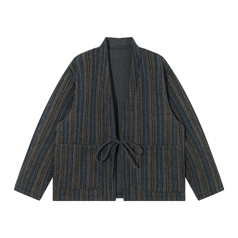 Traditional Winter Japanese Clothing - 일본식 줄무늬 기모노 재킷 가을 겨울