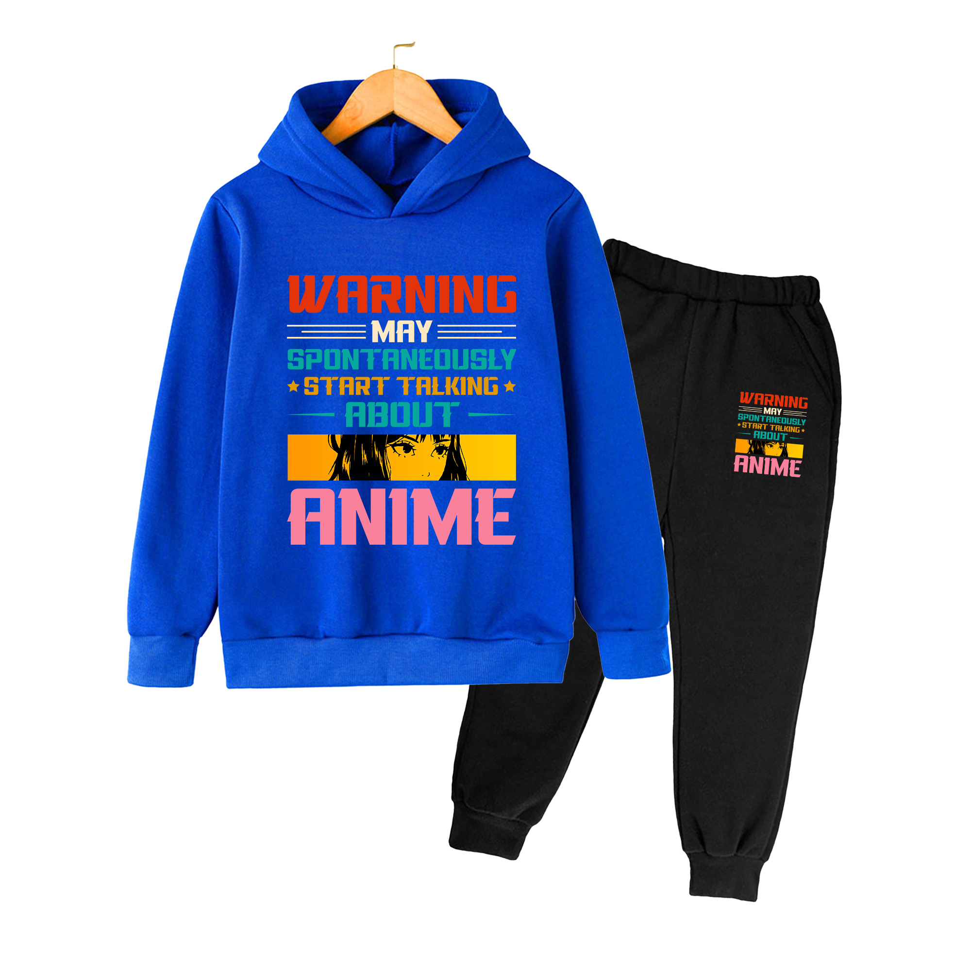 Winter Clothing Activity - 키즈 애니메이션 프린트 후디와 스웨트팬츠 세트,