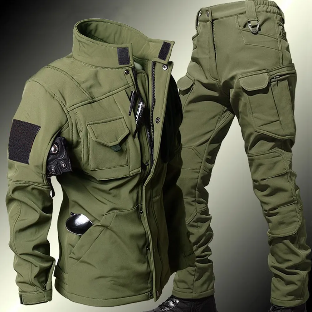 Windproof Jacket Softshell - 남성용 전술 세트 겨울 상어 피부