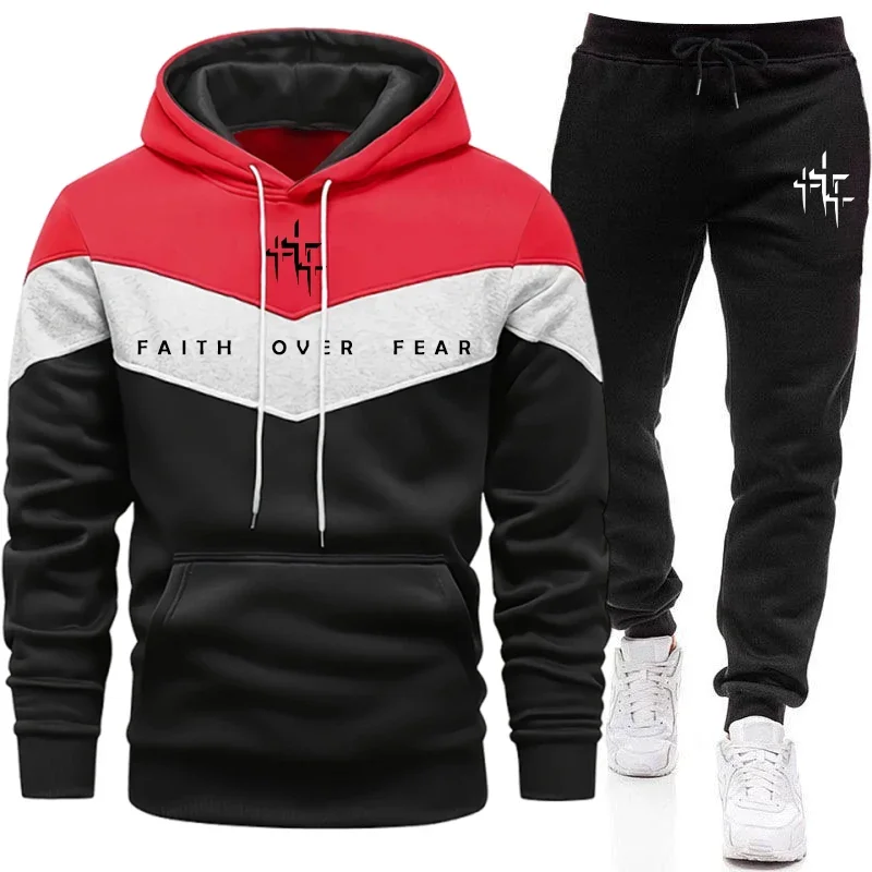 Faith Over Fear 남성용 트랙수트 후드 티셔 - Winter Clothing For Men 리뷰 및 가격
