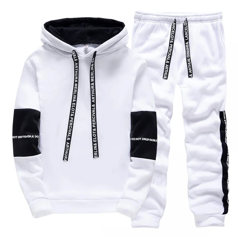 블랙 화이트 남성 운동복 패션 캐주얼 후드 티셔츠 야외 - Winter Clothing Outdoor 리뷰 및 가격