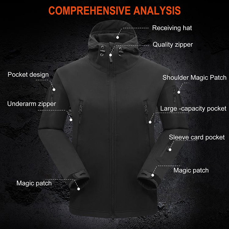 야외 활동 남성용 루즈핏 전술 후드 재킷, 겨드랑이 지 - Windproof Jacket Softshell 리뷰 및 가격