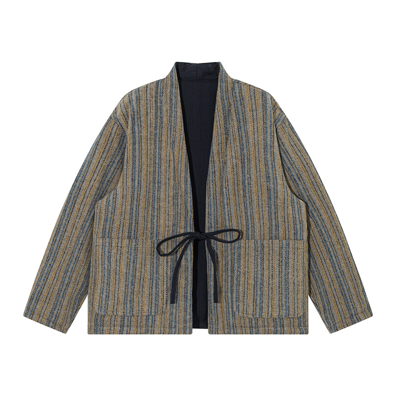 일본식 줄무늬 기모노 재킷 가을 겨울 코트 스트리트웨어 - Traditional Winter Japanese Clothing 리뷰 및 가격