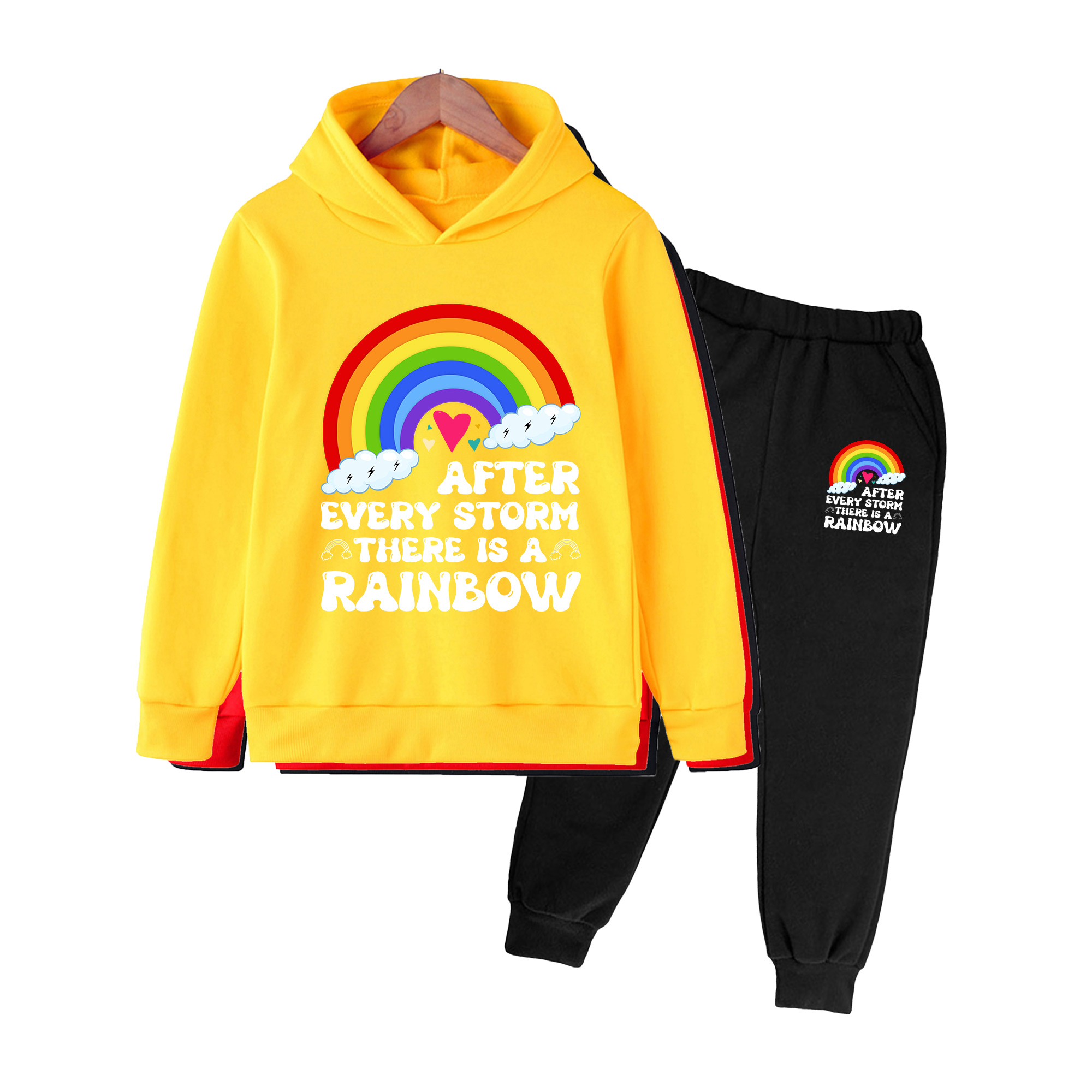 키즈 레인보우 프린트 후디 & 스웨트팬츠 세트, 남녀공 - Winter Clothing Activity 리뷰 및 가격
