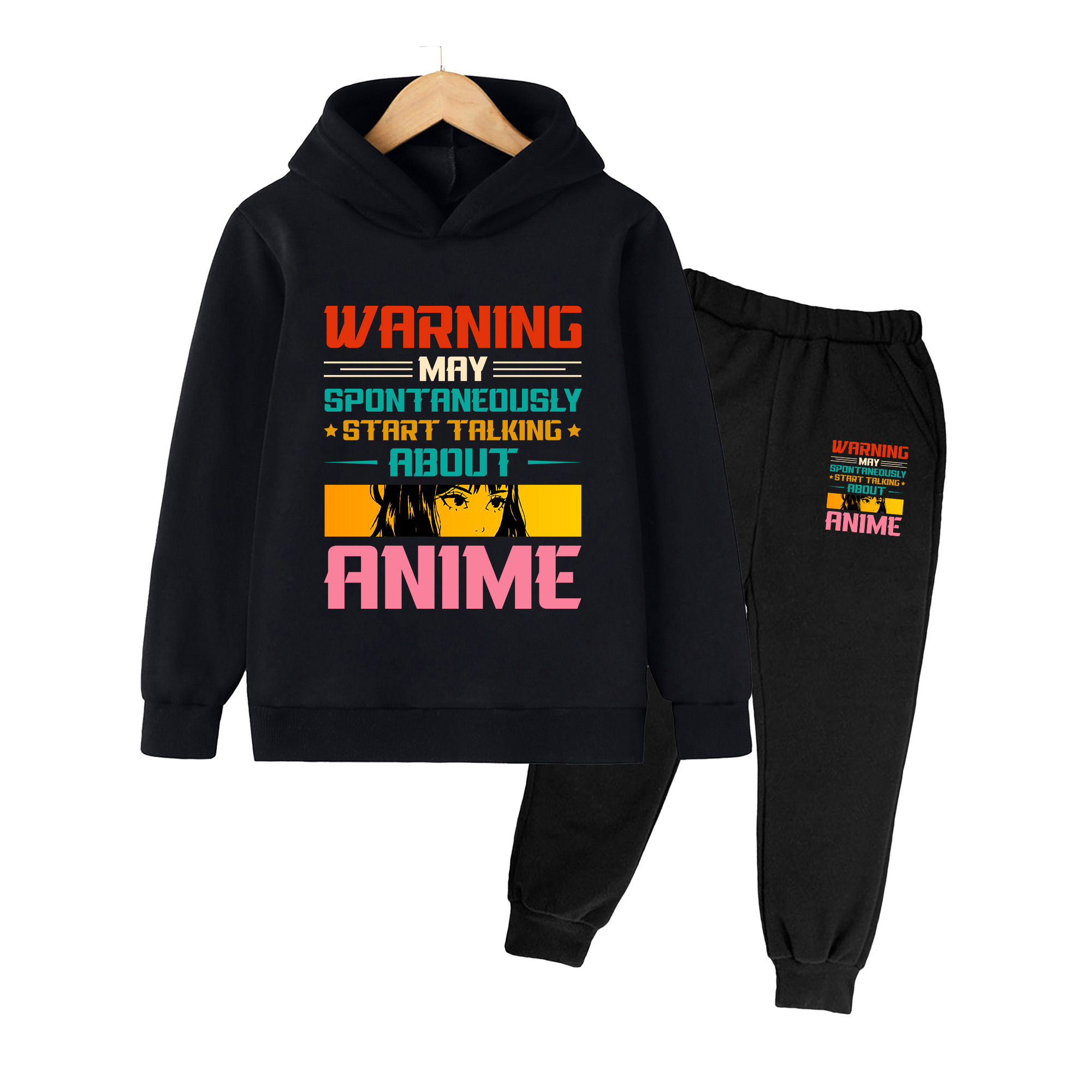 키즈 애니메이션 프린트 후디와 스웨트팬츠 세트, 남녀공 - Winter Clothing Activity 리뷰 및 가격
