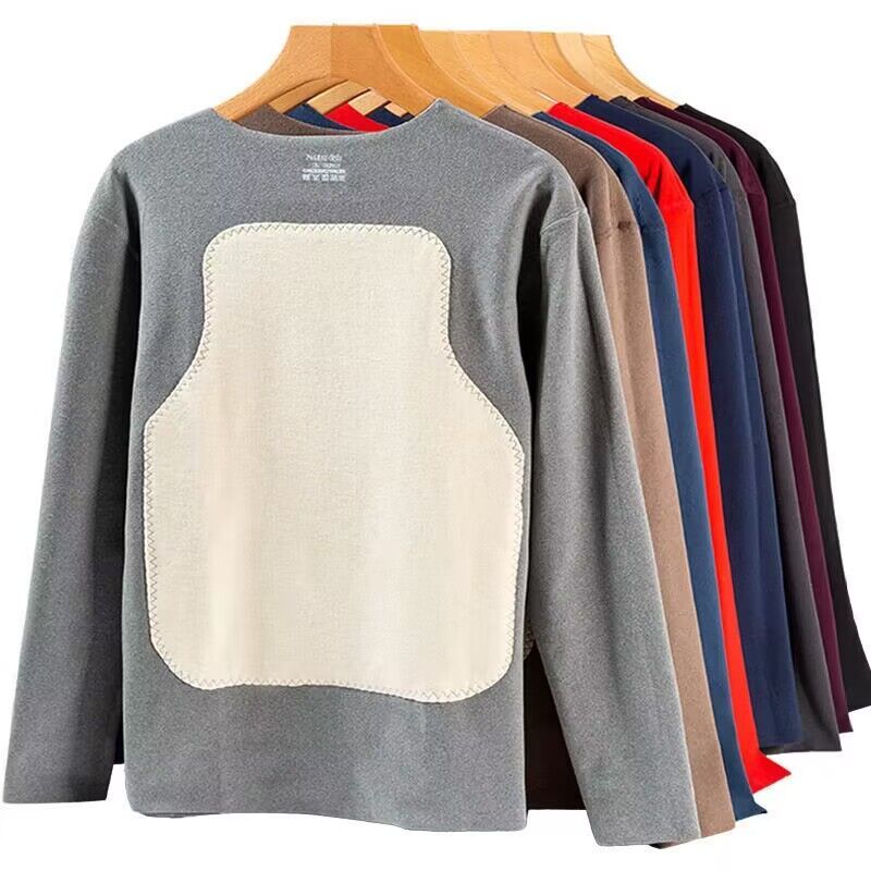 남성용 따뜻한 플리스 안감 티셔츠, 두꺼운 V넥, 단색 - Winter Sun Clothing 리뷰 및 가격