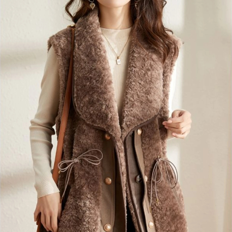 여성용 경량 패딩 양고기 플러시 조끼, 스플라이싱 클래 - Winter Clothing On Sale Women'S 리뷰 및 가격