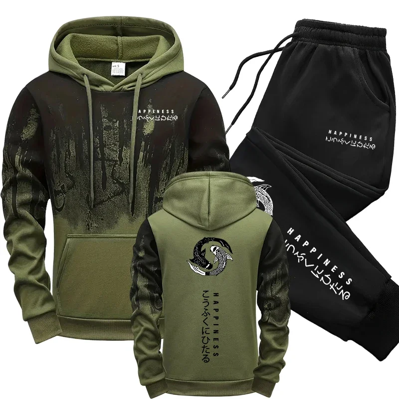 일본 패션 남성 트랙수트 후드티 스웨트팬츠 2피스 세트 - Winter Clothing For Men 리뷰 및 가격