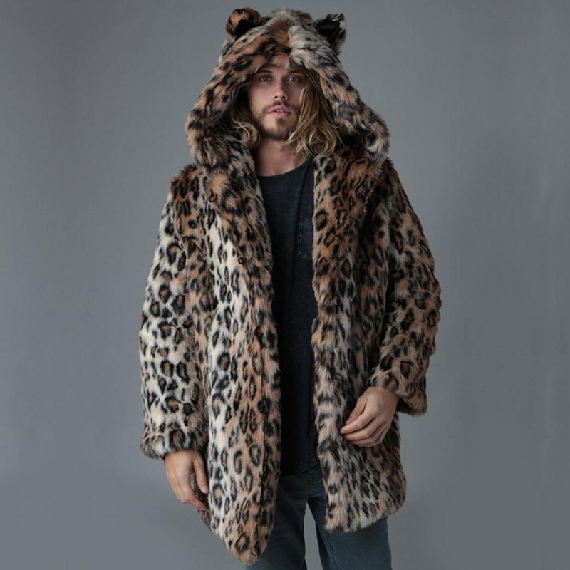남성 인조 모피 재킷 겨울 코트 두꺼운 후드 레오파드  - Winter Clothing Clearance 리뷰 및 가격
