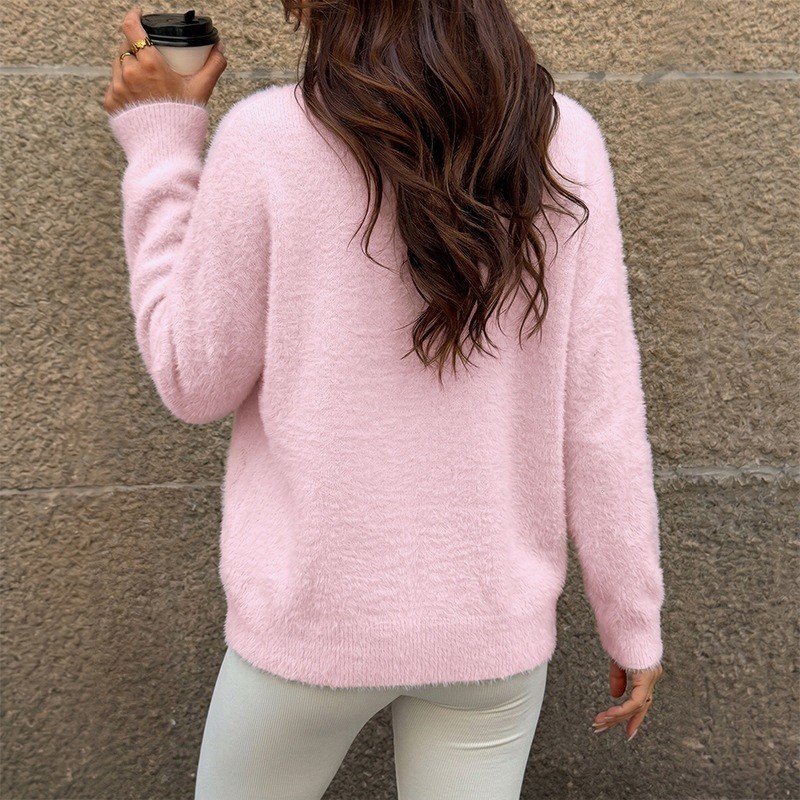 여성 겨울 의류 세일 두꺼운 루즈핏 라운드넥 긴팔 단색 - Winter Clothing On Sale Women'S 리뷰 및 가격