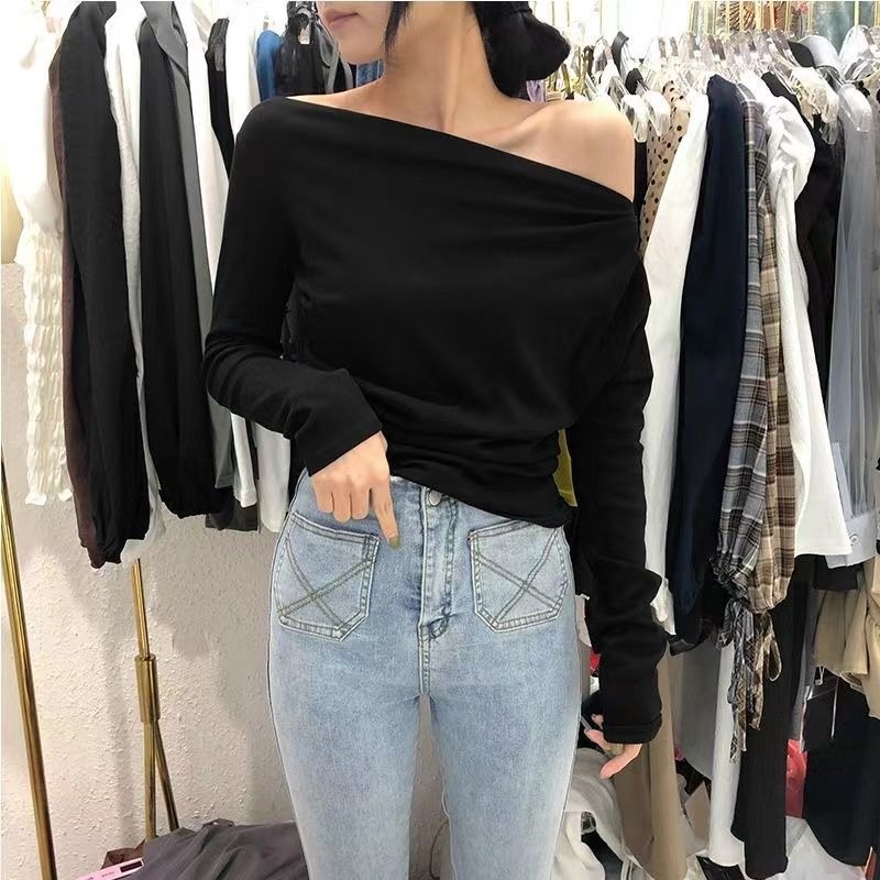 슬림 플레인 2025 오프숄더 의류 코튼 여성 티셔츠  - Winter Clothing On Sale Women'S 리뷰 및 가격