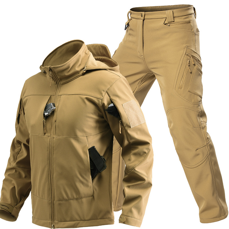 가을 겨울 방풍 상어 가죽 후드 재킷 남성용 새 카키색 - Windproof Jacket Softshell 리뷰 및 가격